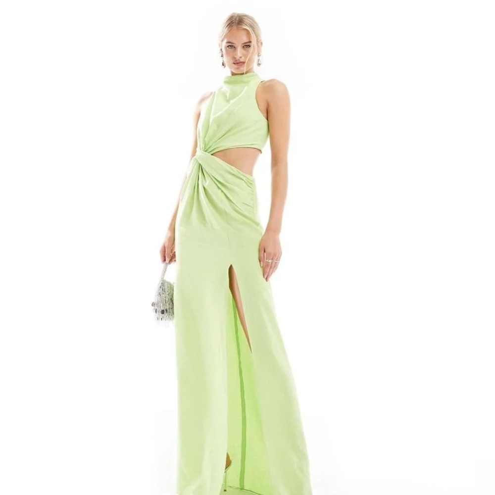 ASOS Design Tall racer Neck maxi dress with twist waist detail